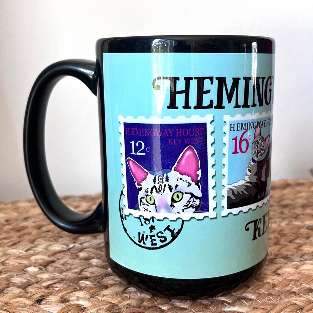 Hemingway House Cat Postal Stamp Ceramic Mug Key West Kitty Cat Lover Florida